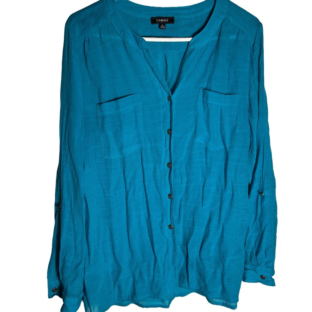 Elementz Women's Teal Button-Down‎ Shirt